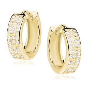 Cercei rotunzi argint placati cu aur galben Ø15 mm cu pietre DiAmanti Z0963DEG_W-DIA (Argint 925‰ 3 g.)